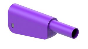 Stackable Banana Plug, Shrouded, 4.6mm, Zinc Copper, Nickel-Plated, 32A, Silicone, Screw, Violet